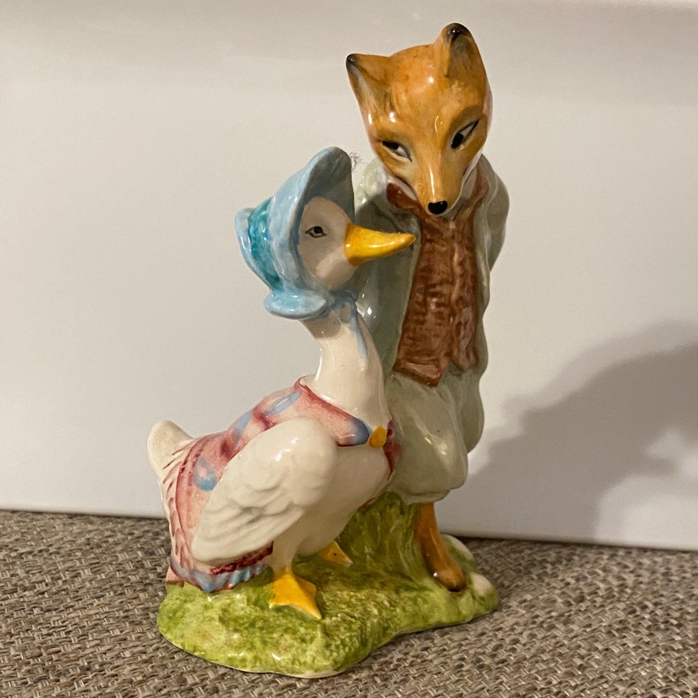 1980s Royal Albert Fox and Goose Figurine - Blue and Brown - Picture 7 of 7